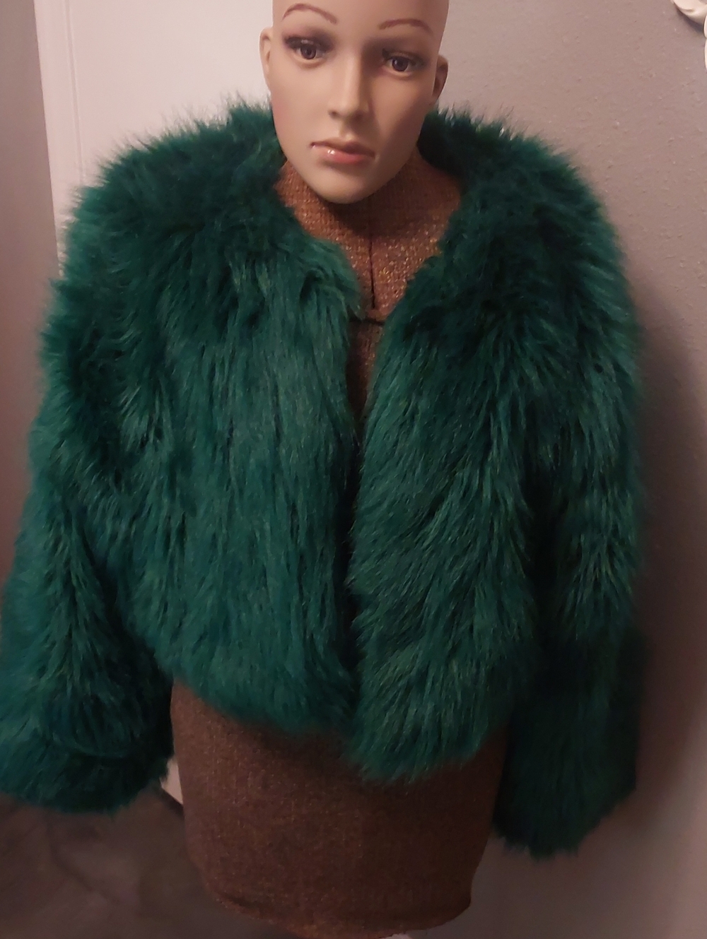 SHEIN Emerald Faux Fur Teddy Jacket